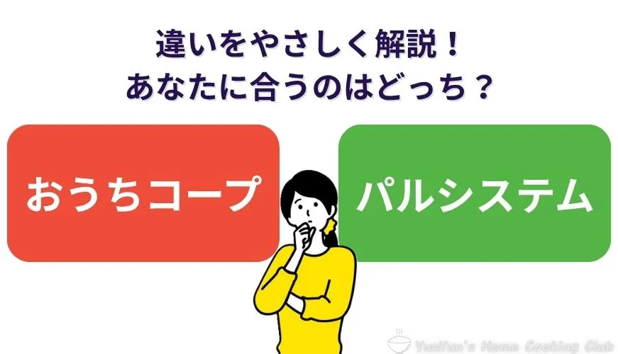 おうちコープとパルシステムで迷う女性。